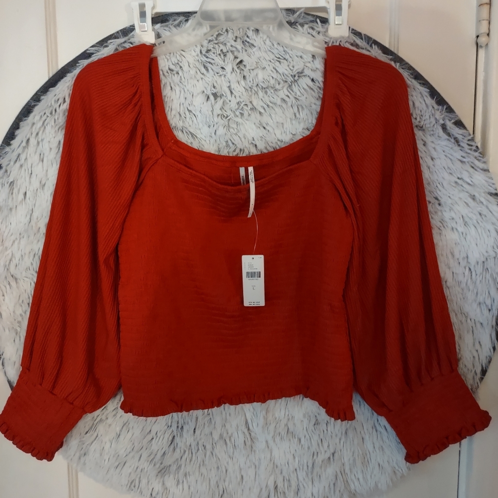 Anthropologie Smocked Puff Sleeved Top